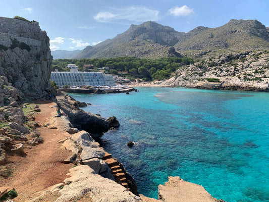 View of the beach cove, Cala Barques, in Cala Sant Vicenc, Mallorca Spain