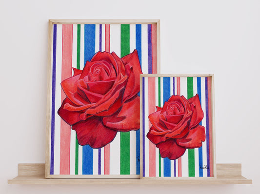 June Rose Striped Art Print