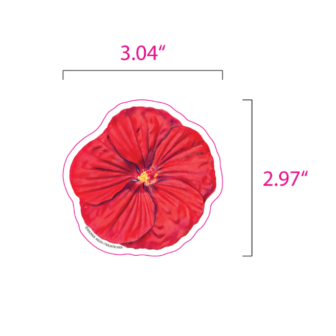 Red Hibiscus Flower Vinyl Sticker – Matte 3"