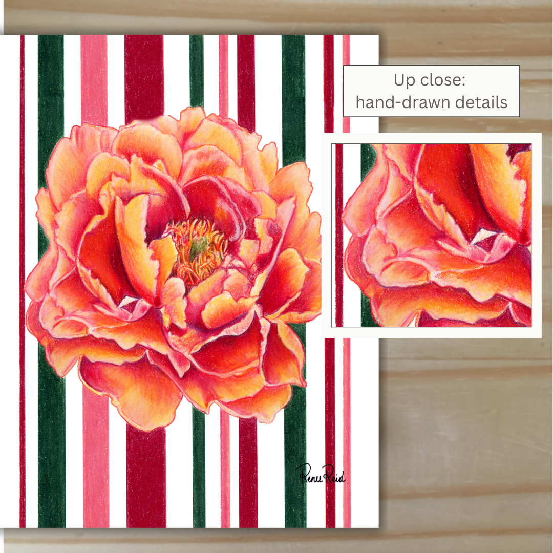 November Peony Striped Art Print