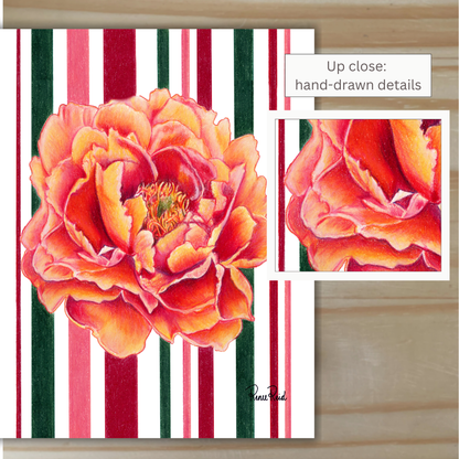 November Peony Striped Art Print