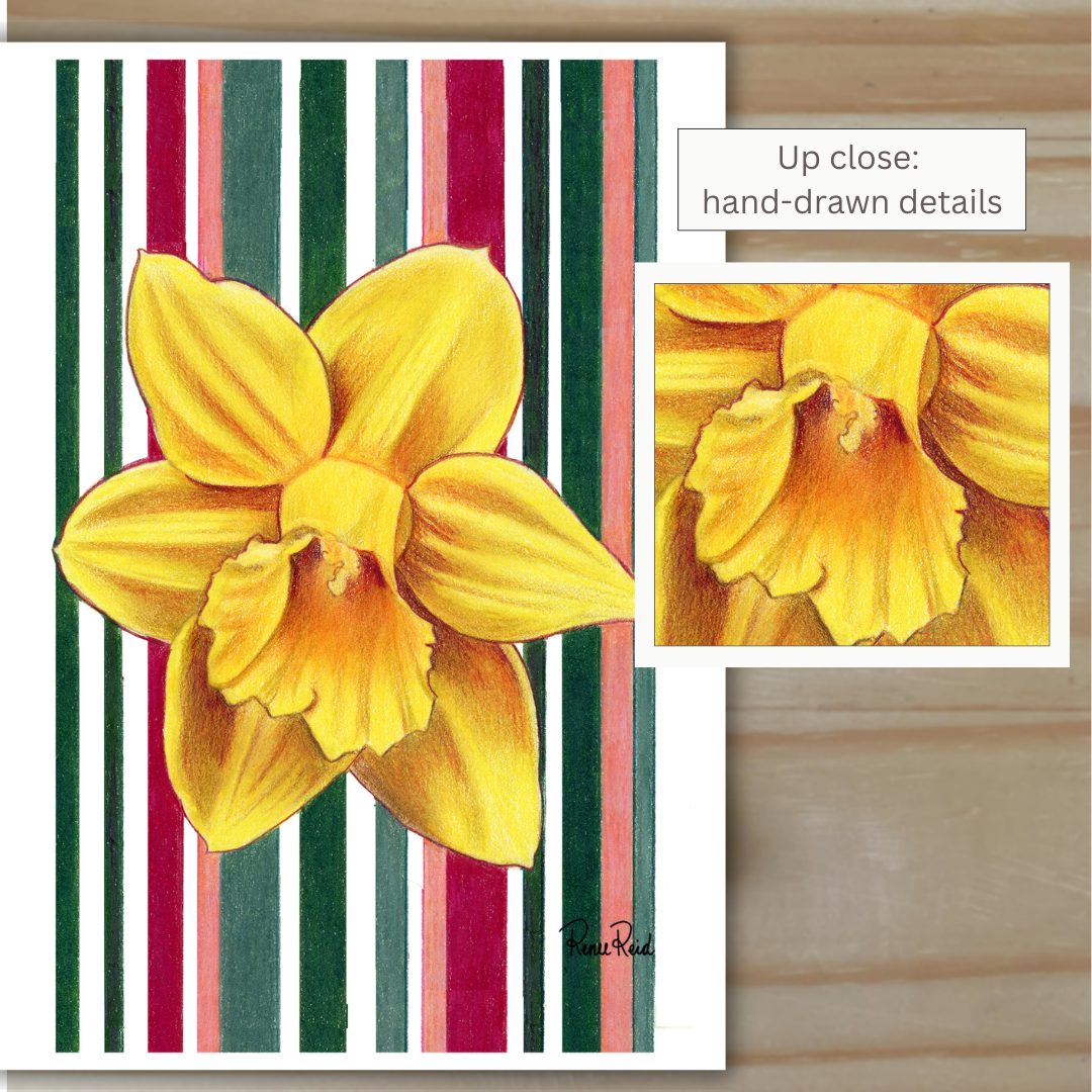 March Daffodil No. 1 Striped Art Print