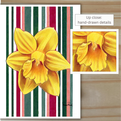 March Daffodil No. 1 Striped Art Print