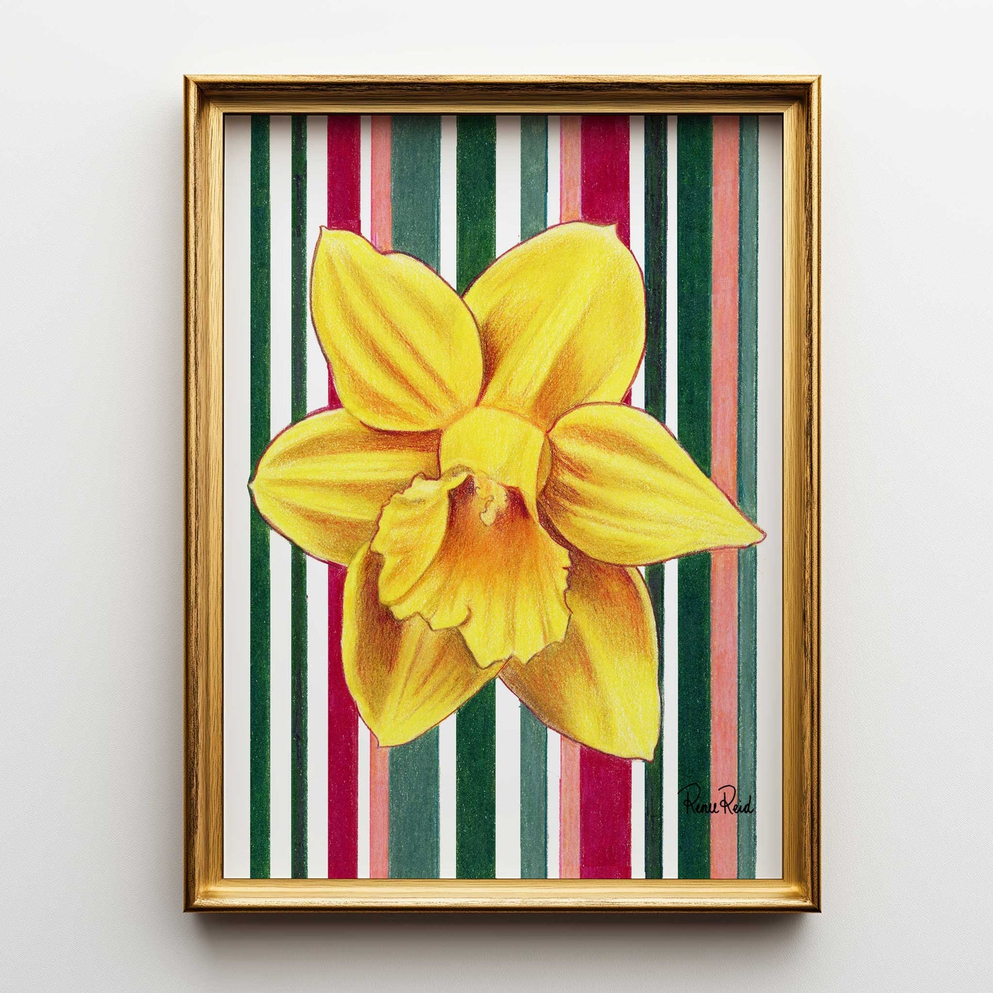 March Daffodil No. 1 Striped Art Print