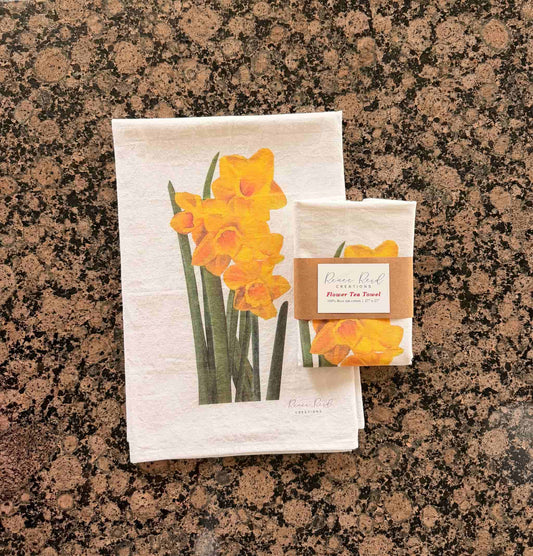 Daffodil Floral Cotton Tea Towel
