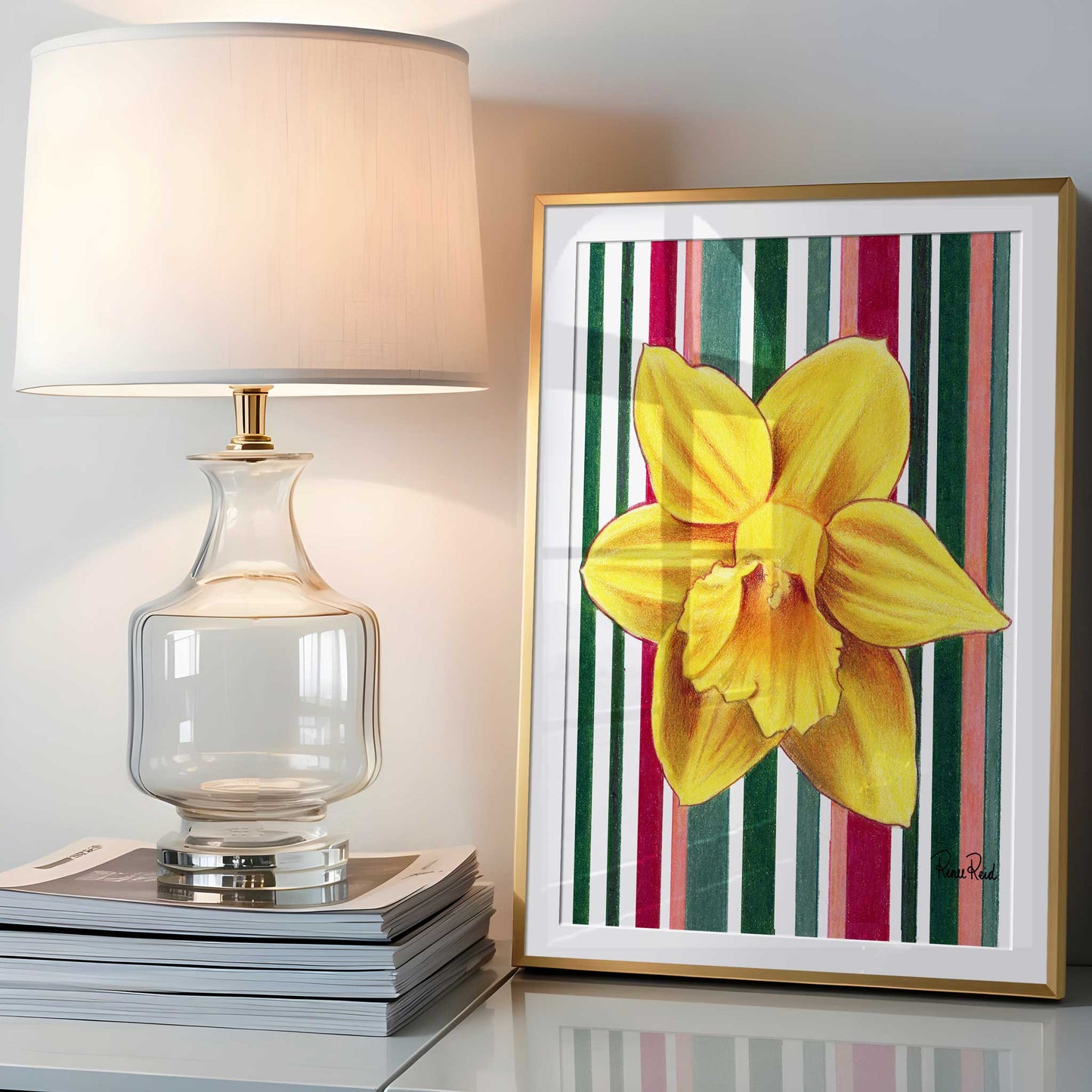 March Daffodil No. 1 Striped Art Print