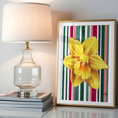 March Daffodil No. 1 Striped Art Print