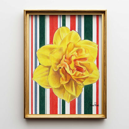 March Daffodil No. 2 Striped Art Print