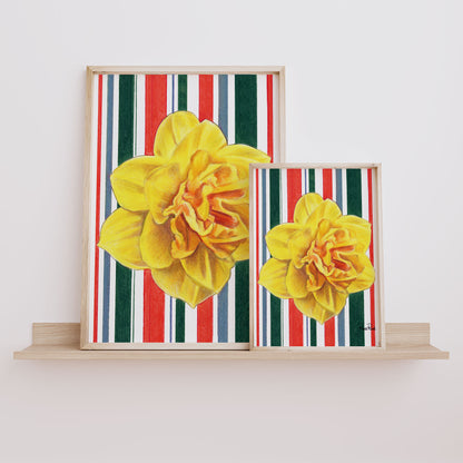 March Daffodil No. 2 Striped Art Print