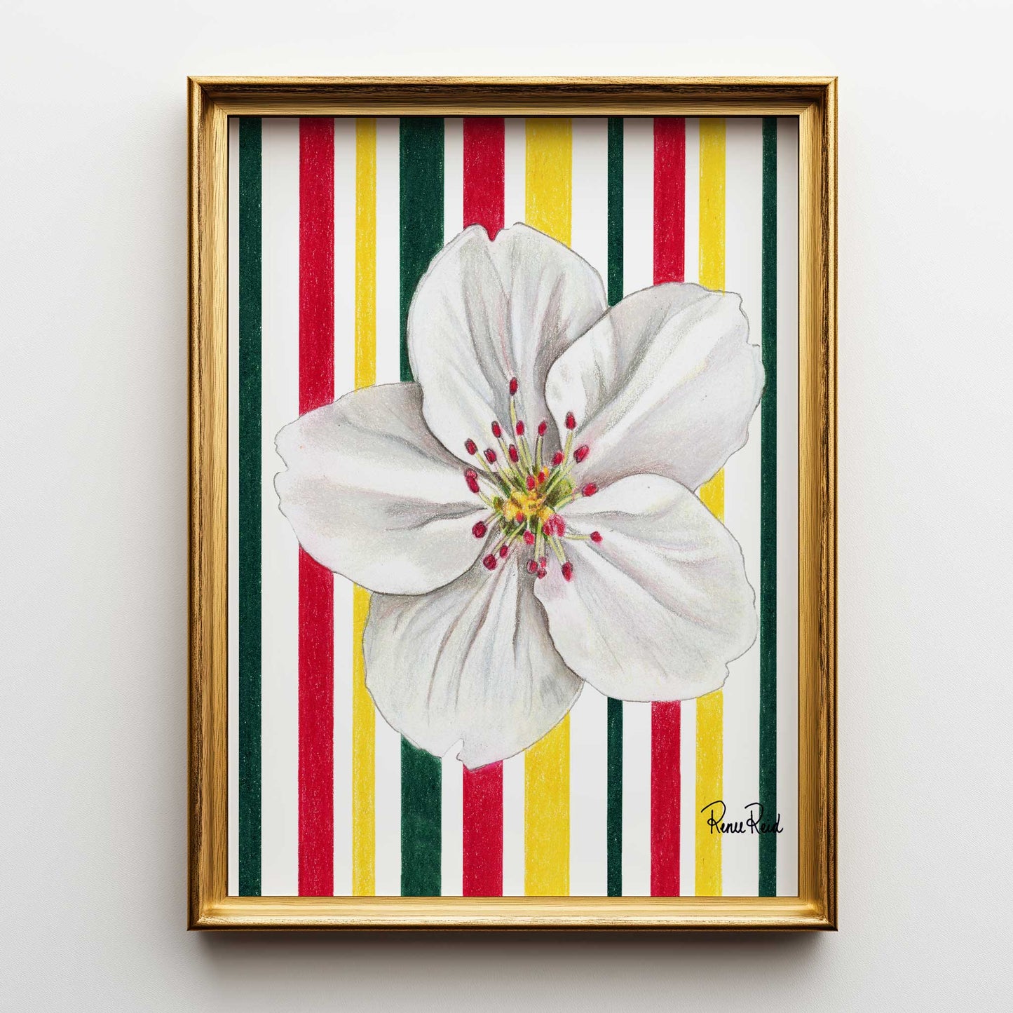 May Hawthorn Striped Art Print