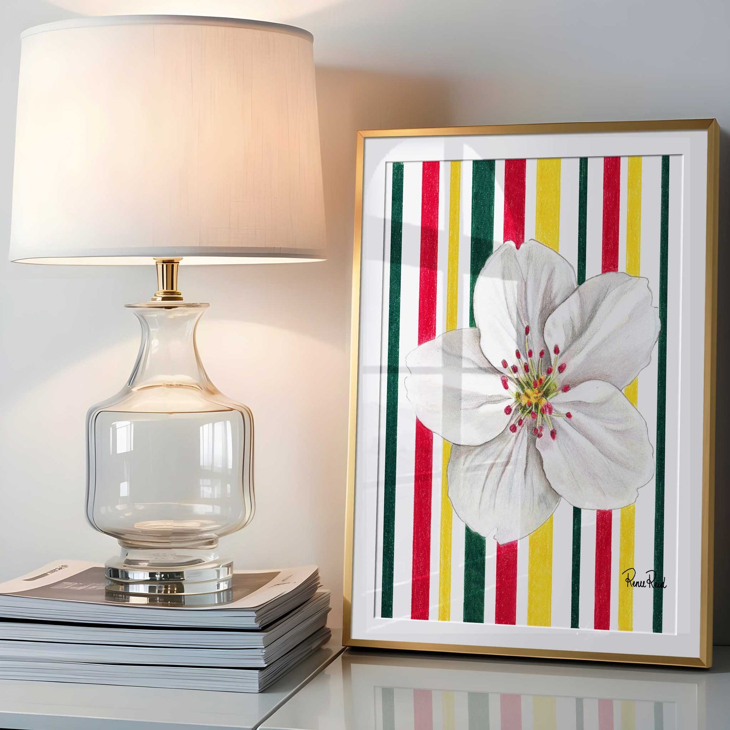 May Hawthorn Striped Art Print