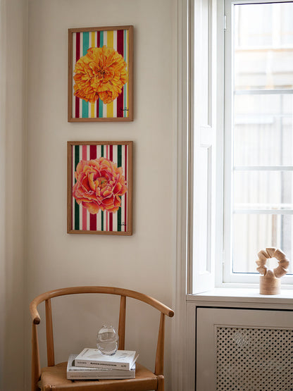 November Peony Striped Art Print