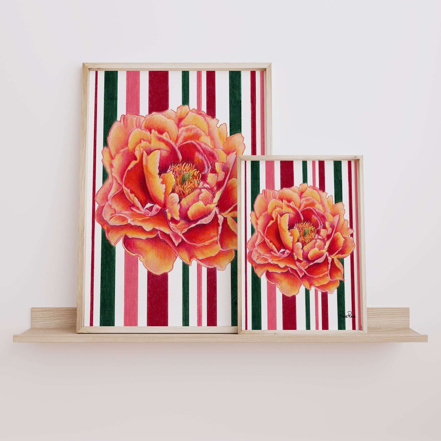 November Peony Striped Art Print
