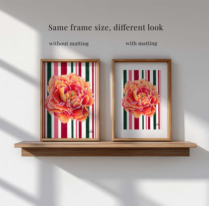 November Peony Striped Art Print