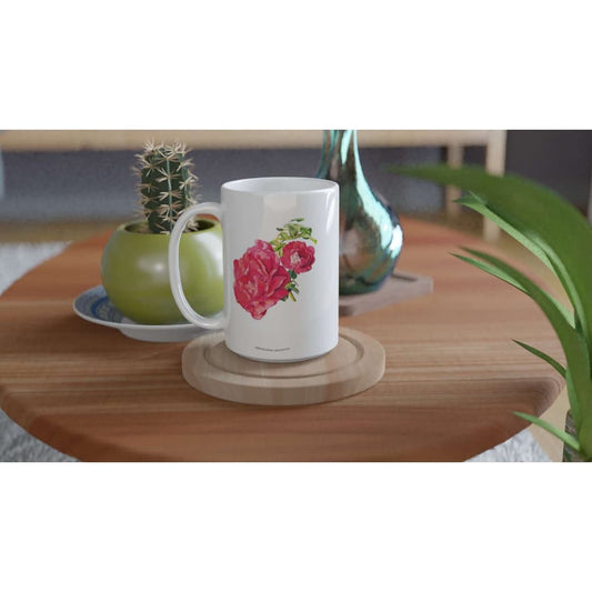 Pink Rose Flower Mug 15oz