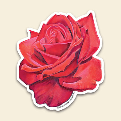 Red Rose Flower Vinyl Sticker close up