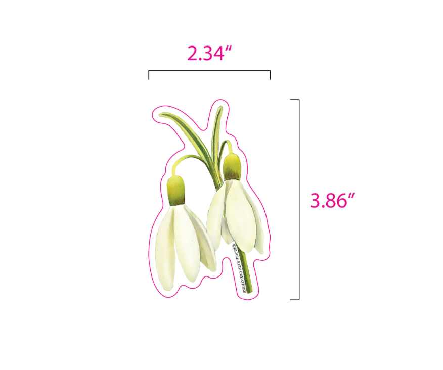 Snowdrop Duo Flower Vinyl Sticker – Matte 3"