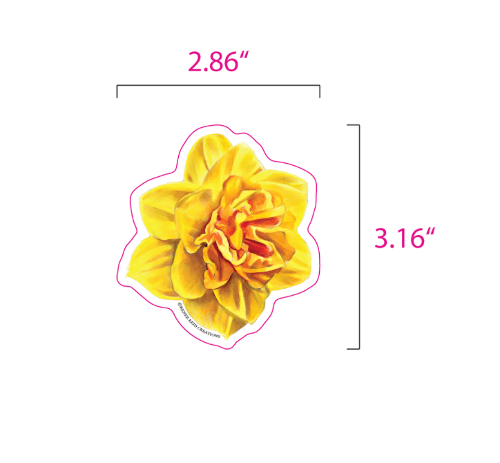 Yellow Daffodil Flower Vinyl Sticker – Matte 3"