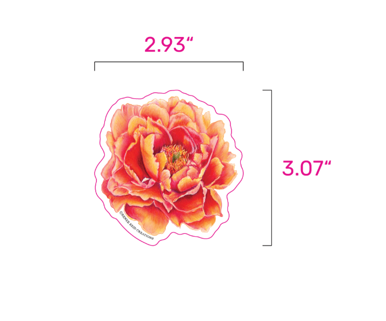 Orange Peony Flower Vinyl Sticker – Matte 3"