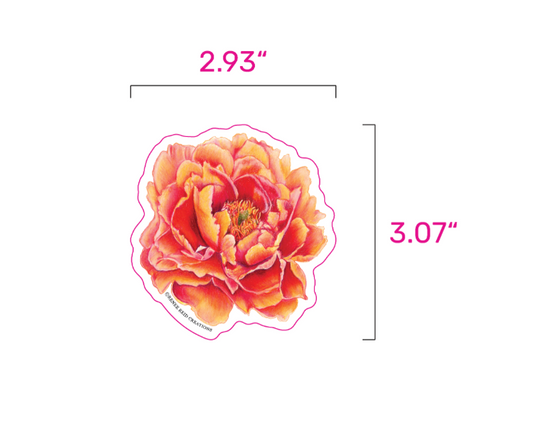 Orange Peony Flower Vinyl Sticker – Matte 3"