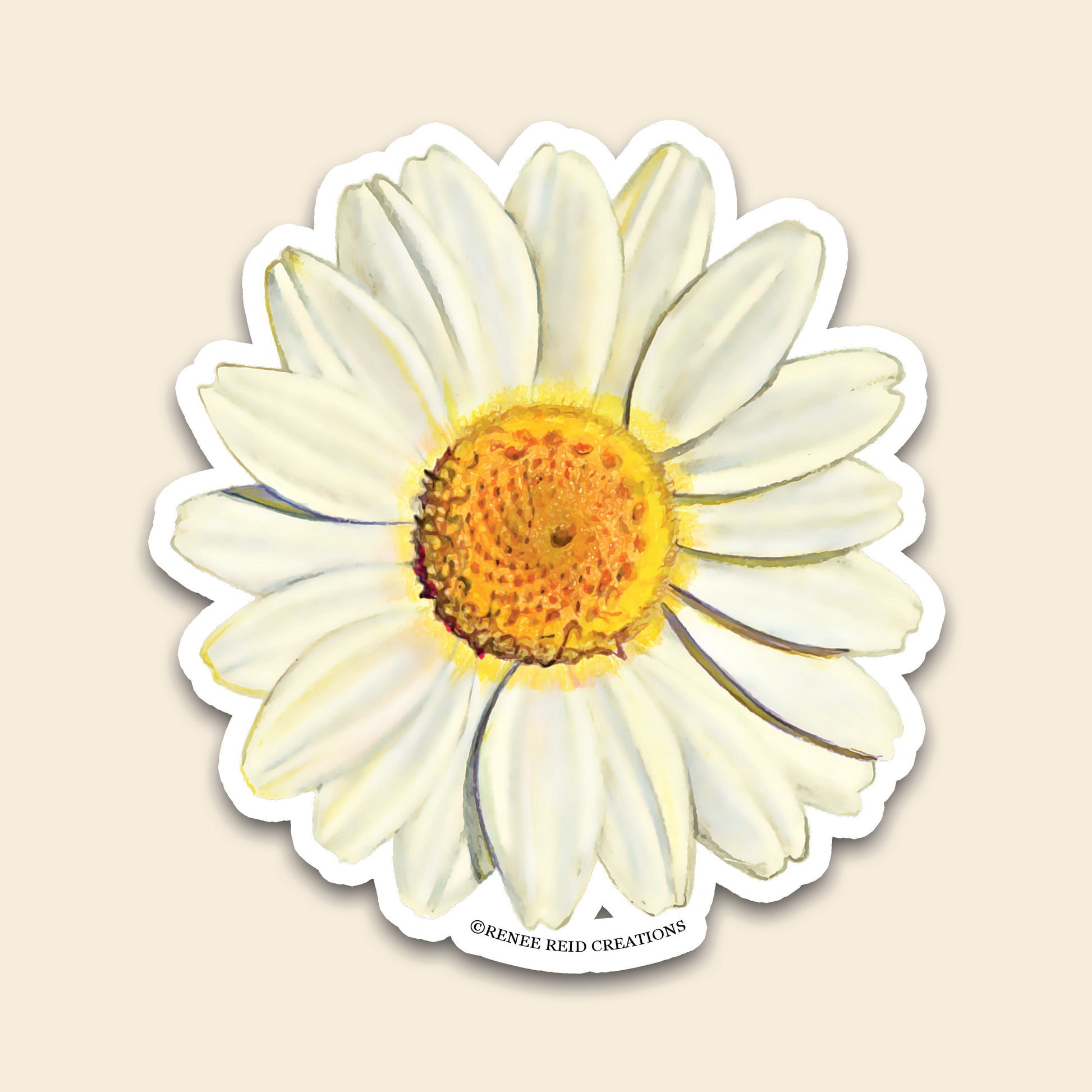 Daisy Flower Vinyl Sticker close up