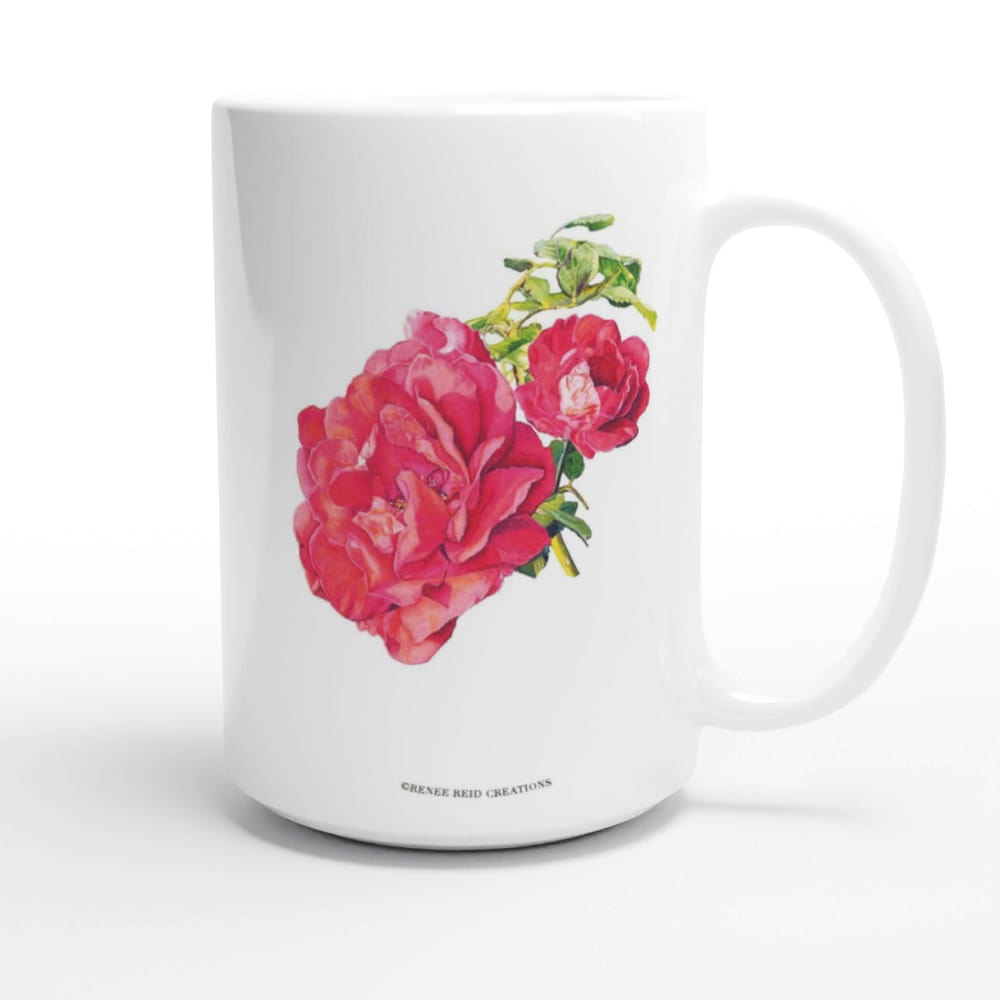 Pink Rose Flower Mug 15oz