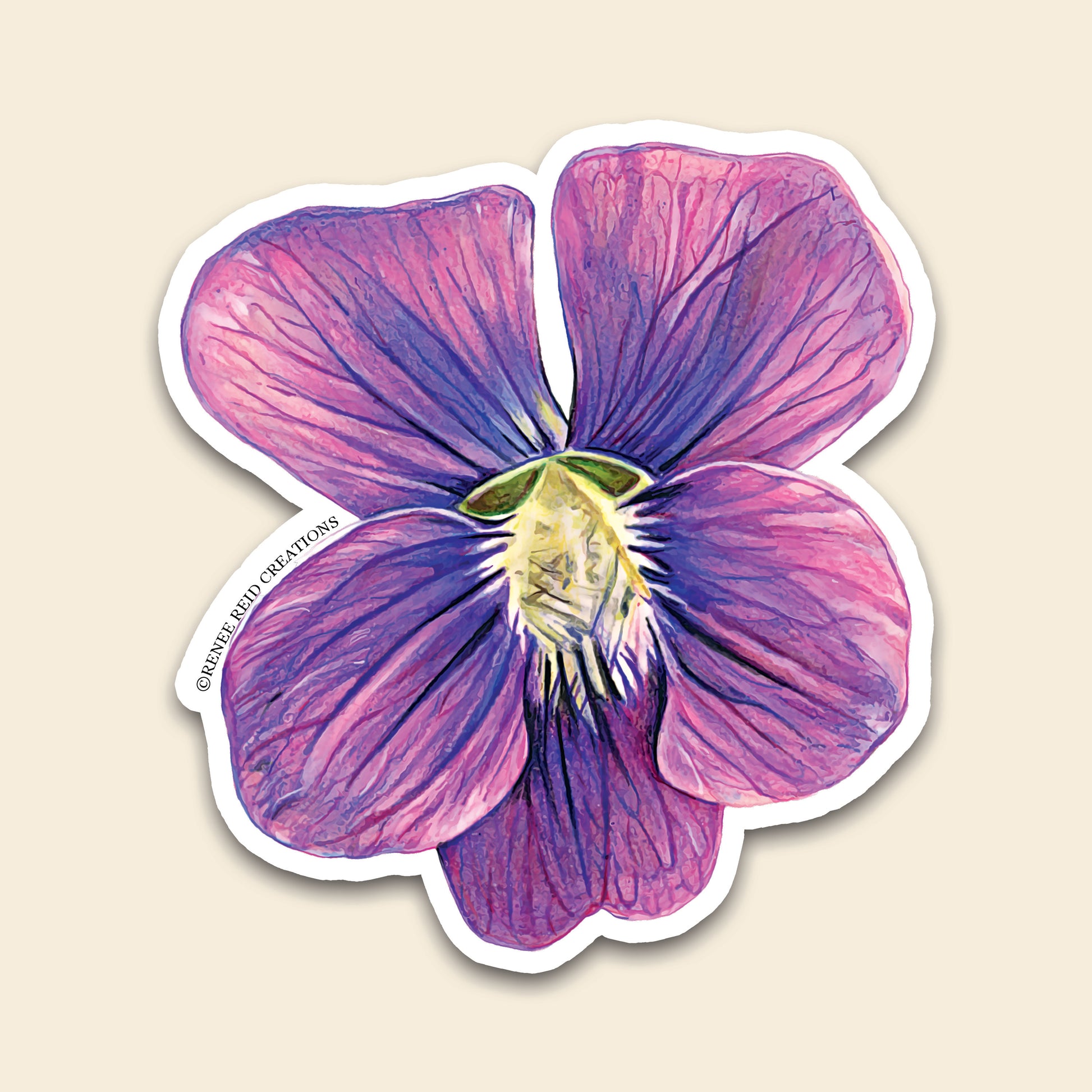 Purple Violet Flower Vinyl Sticker showcasing a beautifully detailed violet flower design in vibrant purple hues.